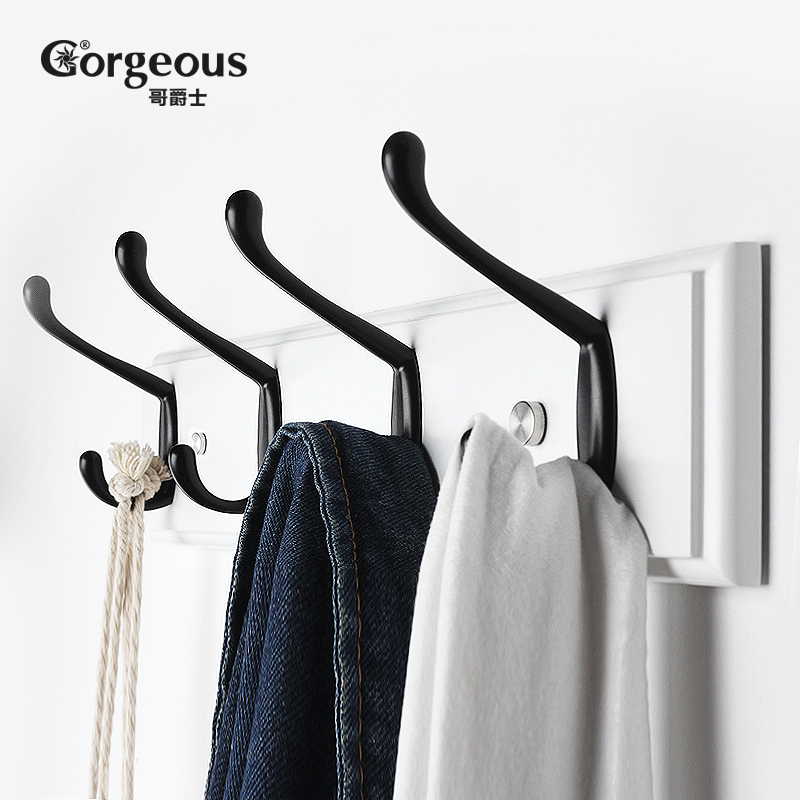 Clothing hooks row of hook door rear hanging clothes hook European-style wall-mounted wall strip wall hanging hanger hooks punch