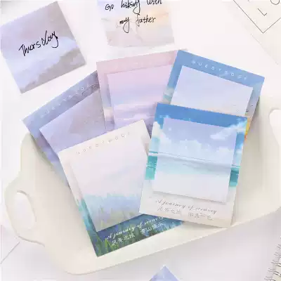 Post-it creative trembles sticky strong Korean ins girl heart scenery self-adhesive Net Red Post-it notes Japanese Korean version