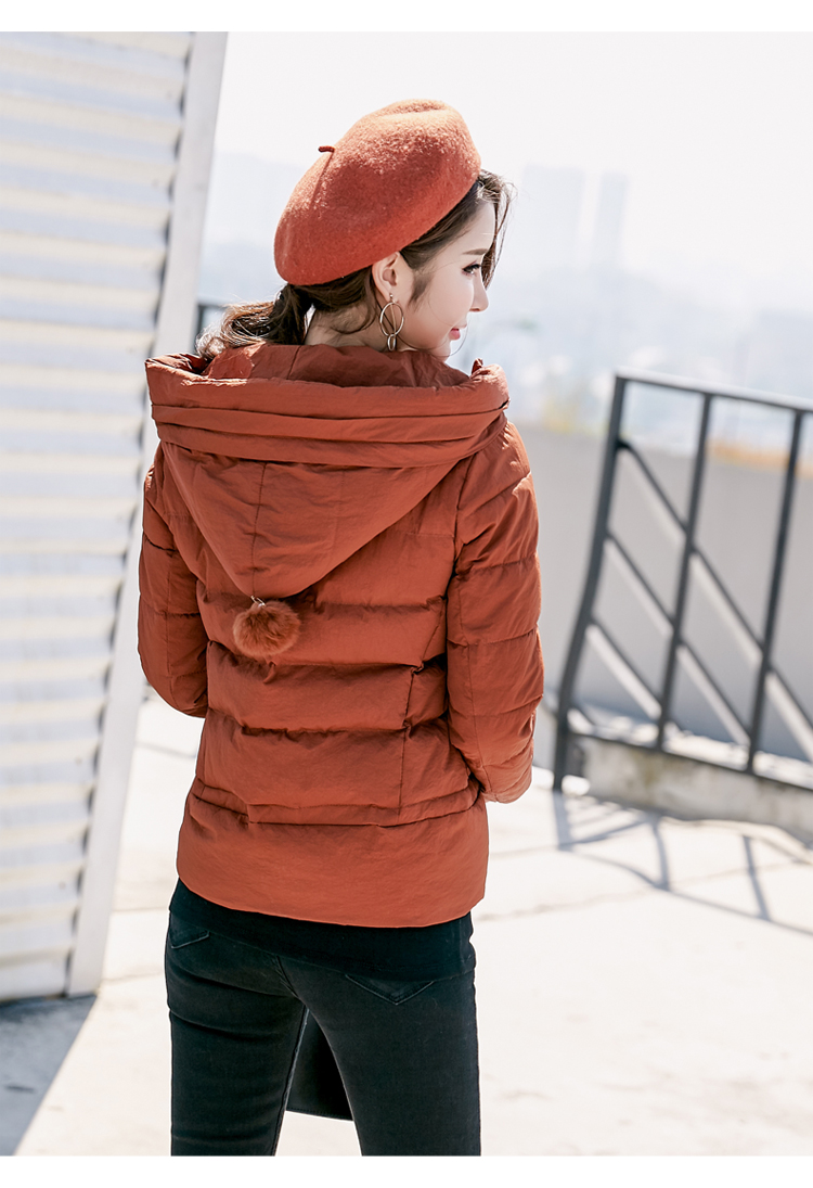 Mùa đông 2018 cotton mới của phụ nữ trùm đầu áo khoác ngắn nữ giản dị áo cotton mỏng thời trang nữ nóng áo ấm phao nữ