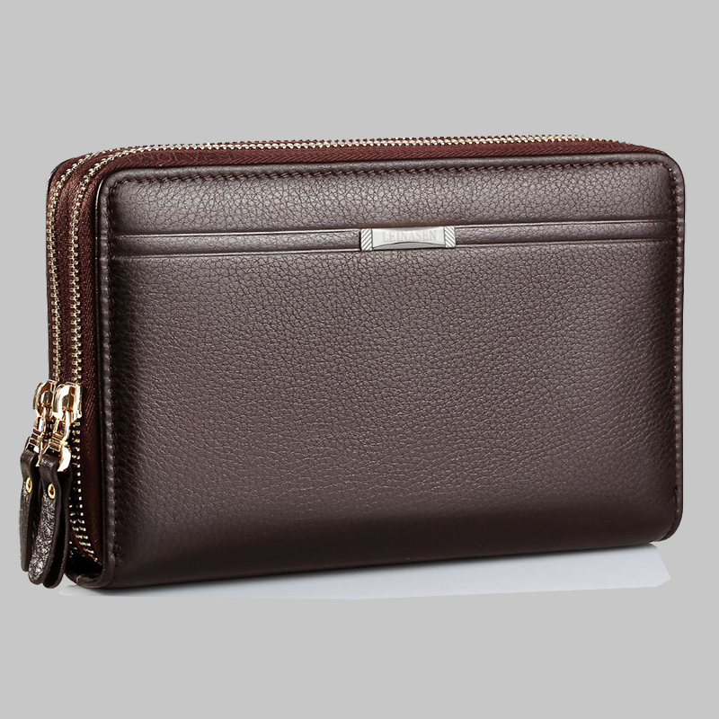 Handbag bracelet with long version wallet Laced Men Bag Genuine Leather Men's Cell Phone Bag Men's Head Layer Cow Leather Winter High-end Leather Bag