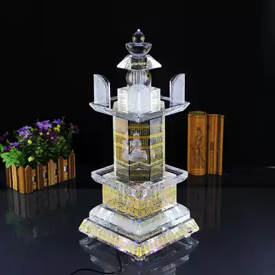 Buddhist supplies large crystal stupa ga wu installed treasure basket printed tuo luo ni spell Tower mantra height 42cm