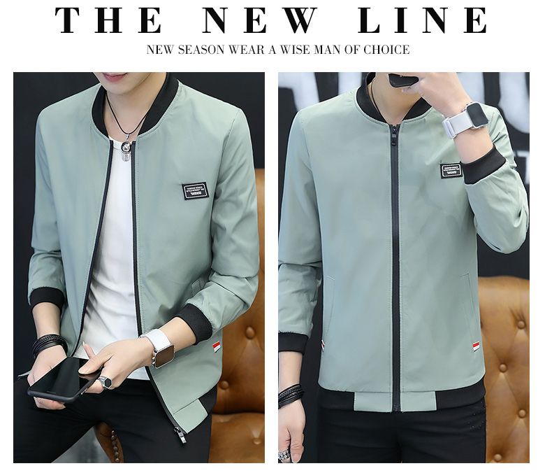 Mùa xuân và Mùa Thu Nam của Người Đàn Ông Mới Đứng Cổ Áo Jacket Hàn Quốc Slim Thanh Niên Đẹp Trai Bóng Chày Phù Hợp Với Xu Hướng Ngắn Áo Khoác Mỏng