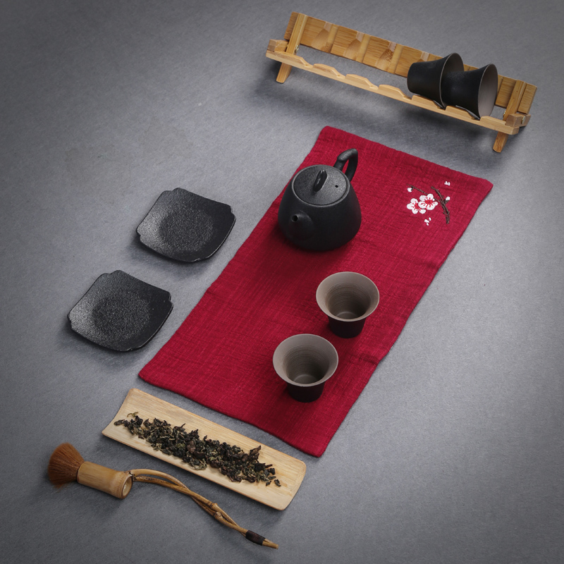 Large number of handmade cotton linen embroidered tea towels Absorbent Thickened Tea Mat Tea Cloth Art Kongfu Tea Accessories Not to Lose Hair Rag