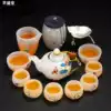 Qianshengtang glass Gongfu tea set set with silver jade Agate tea maker Simple white porcelain glass teapot Teacup