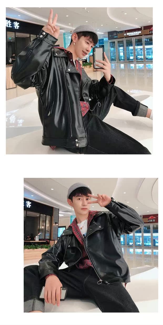 Ins super fire Motorcycle da nam phiên bản Hàn Quốc của áo khoác oversize lỏng lẻo học sinh chic ngắn áo khoác đôi thủy triều áo phao lông vũ