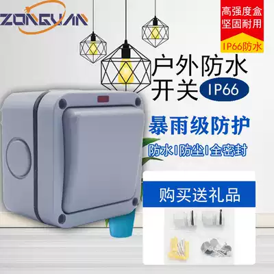 Outdoor waterproof switch garden bathroom construction site 20A rainstorm prevention one open double cut switch open IP66 airtight