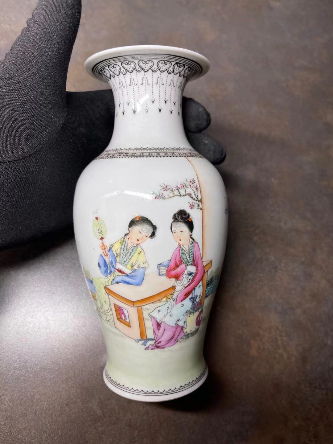 中国美術清朝清時代大清乾隆年製款墨彩粉彩龍紋花瓶華道具唐物古物