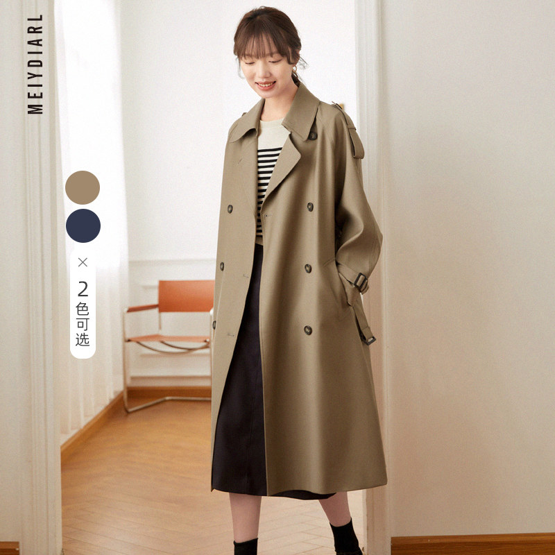 Casual Windcoat Jacket Woman Spring Autumn Medium Long Version 2022 New Design Advanced Sense Card Its Color Little Sub Loose