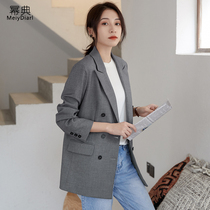 Gray blazer female Korean version 2021 Spring and Autumn New loose casual fashion temperament Net red small suit top