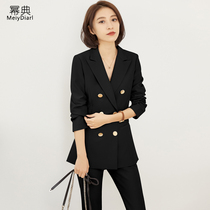 Black blazer female Korean version 2020 Spring and Autumn new casual fashion slim temperament small suit suit set short