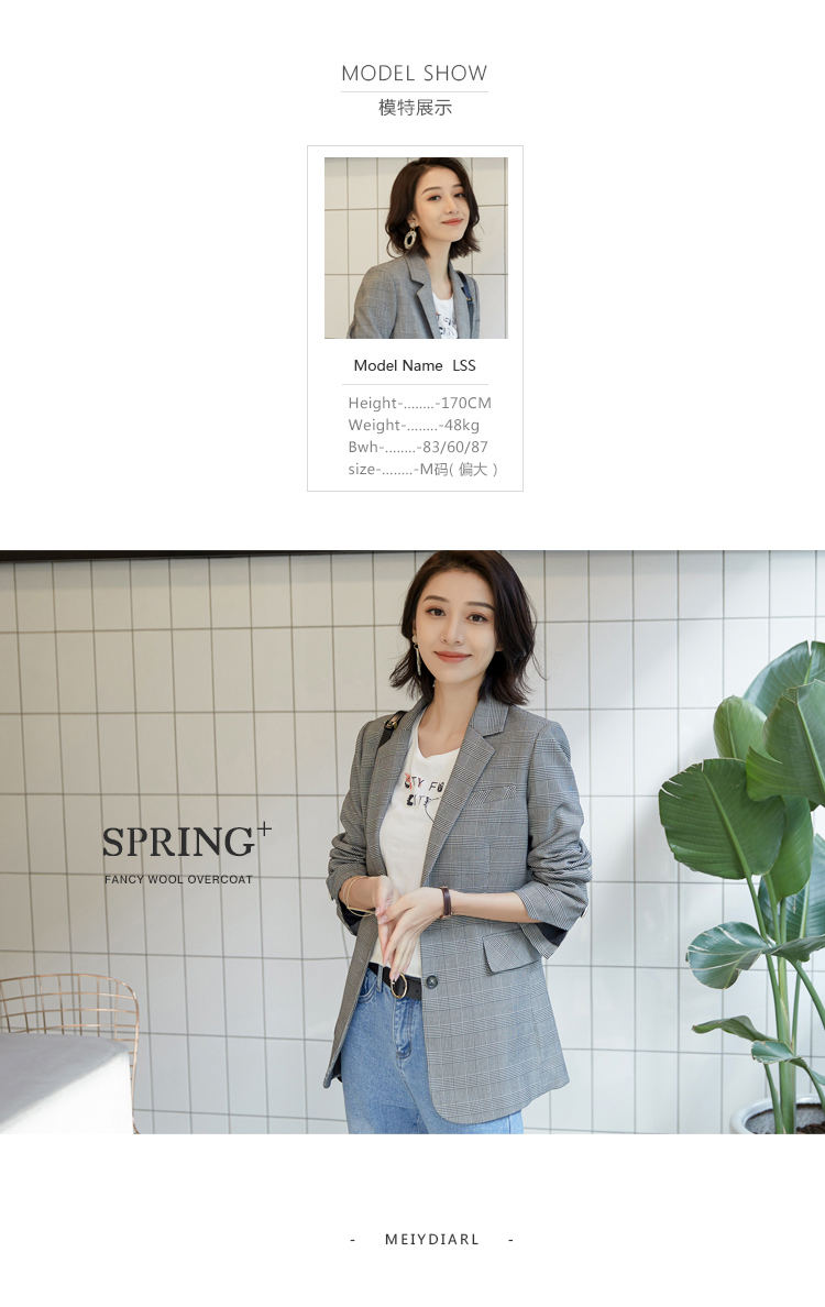 Retro Kẻ Sọc Phù Hợp Với Phụ Nữ Áo Khoác 2018 Mùa Xuân và Mùa Thu Mới của Hàn Quốc Kẻ Sọc Giản Dị Chic Nhỏ Phù Hợp Với Ladies Top áo kiểu nữ đẹp