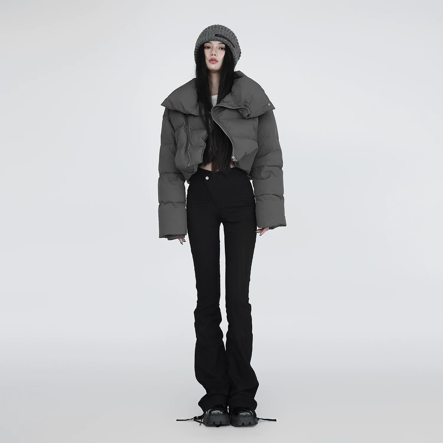 一头阿瓜 Winter short windproof warm down jacket with down with zipper