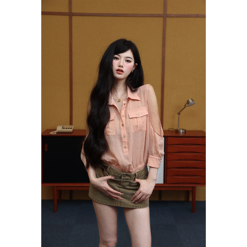Agua Neon Vitality Bomb Series 2026 Spring/Summer New Hot Girl Style Slightly See-Through Shirt