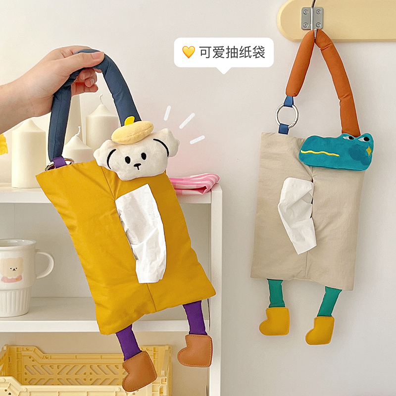 Paper Towel Box On-board Cute Creative Car Back Hanging Collection Bag Tissue Bag Bedroom Toilet Restaurant Cramers-Taobao
