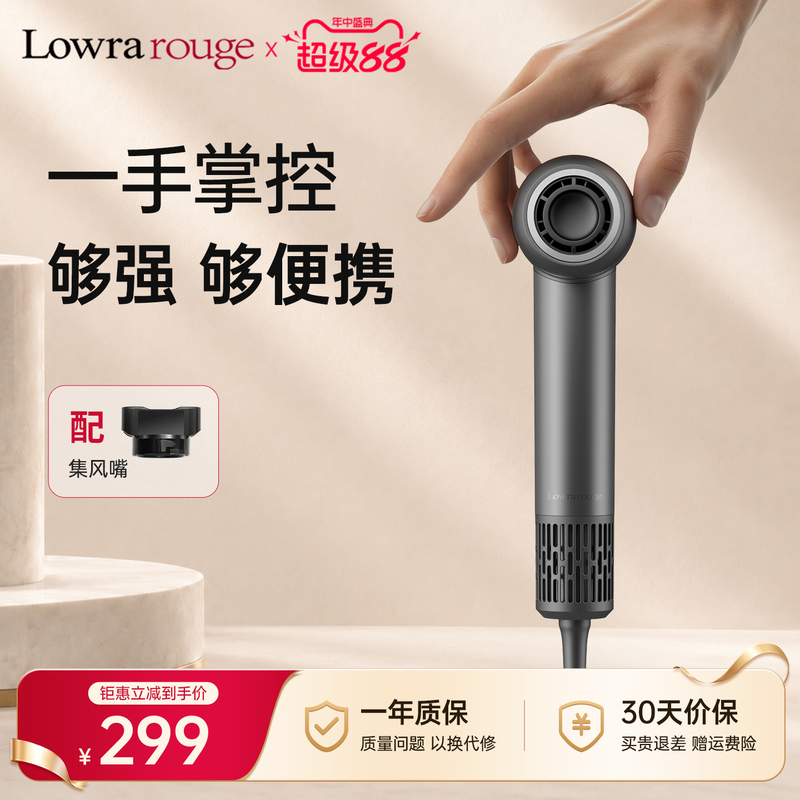 Rolla Ruj Mini High-Speed Hair Dryer, High-Power Household Mini Portable Negative Ion Powerful Quick-Drying Hair Dryer