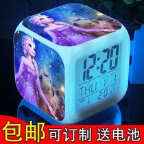 Student alarm clock female night light with light electronic clock learning colorful alarm bell Aisha small multifunctional Aisha tremble