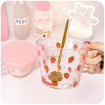 Breakfast cup oats European cute microwave oven heated home cup large capacity heat resistant Net Red Bowl personalized glass