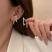 Silver Needle Geometric Zircon Ear Nails Designed Cold Fever 2023 New Mode Temperament Earring