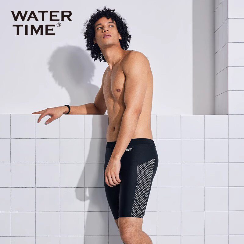 WaterTime泳裤男海边新款泳衣防尴尬激凸专业训练五分游泳裤男
