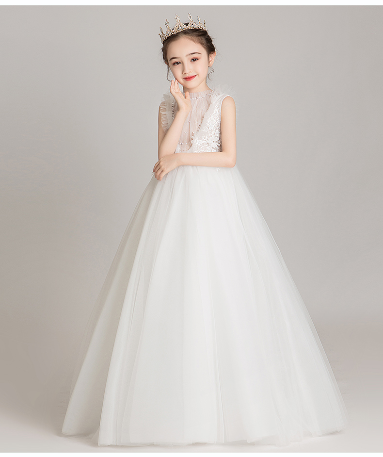 Công chúa váy trắng cô gái fluffy trẻ em ăn mặc trang phục chủ nhà cô gái nhỏ trình diễn nước ngoài mùa hè - Váy trẻ em váy trẻ em đẹp