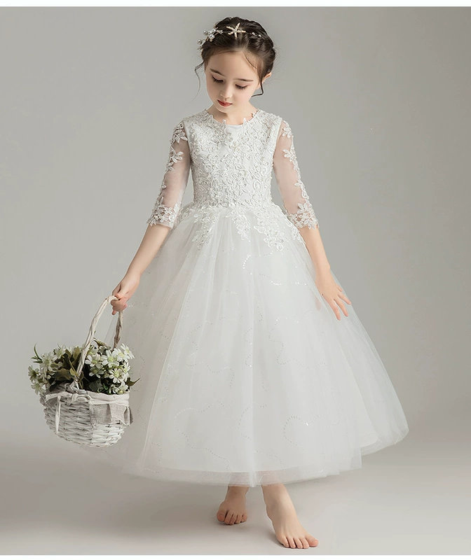 Váy hoa cô gái cô gái công chúa váy sợi mịn 2019 mới cho trẻ em váy cưới buổi tối biểu diễn piano - Váy trẻ em