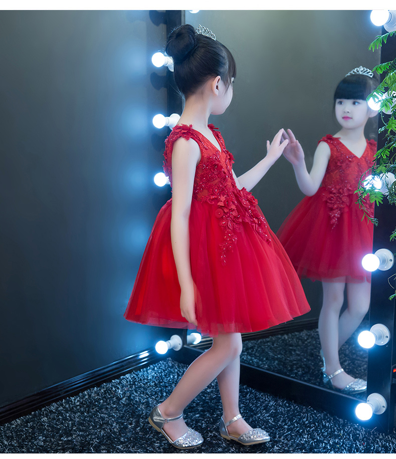 Cô gái buổi tối ăn mặc fluffy hoa cô gái công chúa váy sinh nhật trang phục piano trẻ em ăn mặc nhỏ chủ chương trình catwalk - Váy trẻ em đồ trẻ em