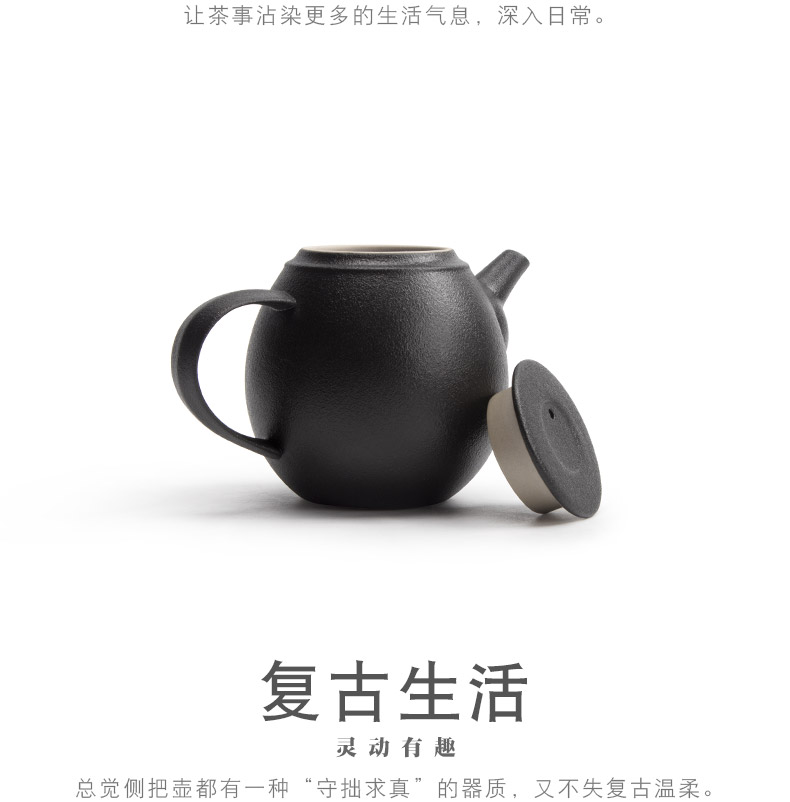 Mr Nan shan Japanese tea sets contracted household kung fu tea set of black ceramic teapot dry dip small tea tray