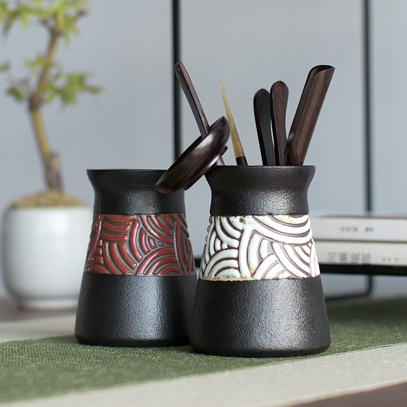 Mr Nan shan ebony 6 gentleman suit kung fu tea set match zero ceramic tea canister ebony ChaGa tea