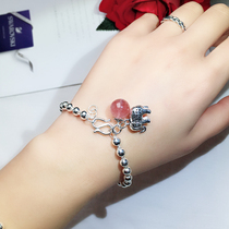 Natural crystal bracelet female Korean version of simple personality Net red strawberry crystal bracelet ins niche design sterling silver bracelet