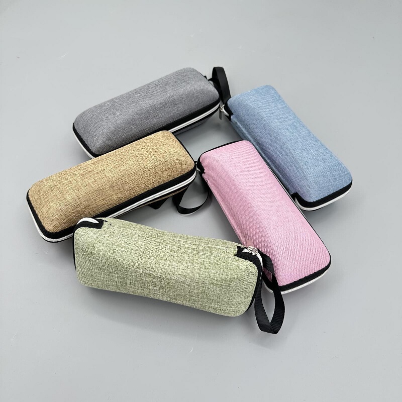 Linen Zipper Glasses Case, Myopia Glasses Storage Box, Men's and Women's Hook Portable Reading Glasses Case, Children's Glasses Case