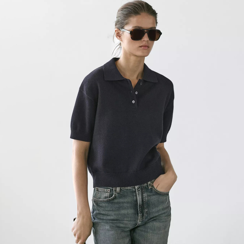 Md Women's Intellectual Workplace Intellectual Commuting Style Pure Cotton Short-Sleeved Knitted Polo Shirt for Women 05640540401 Md Women's Intellectual Workplace Intellectual Commuting Style Pure Cotton Short-Sleeved Knitted Polo Shirt for Women 05640540401