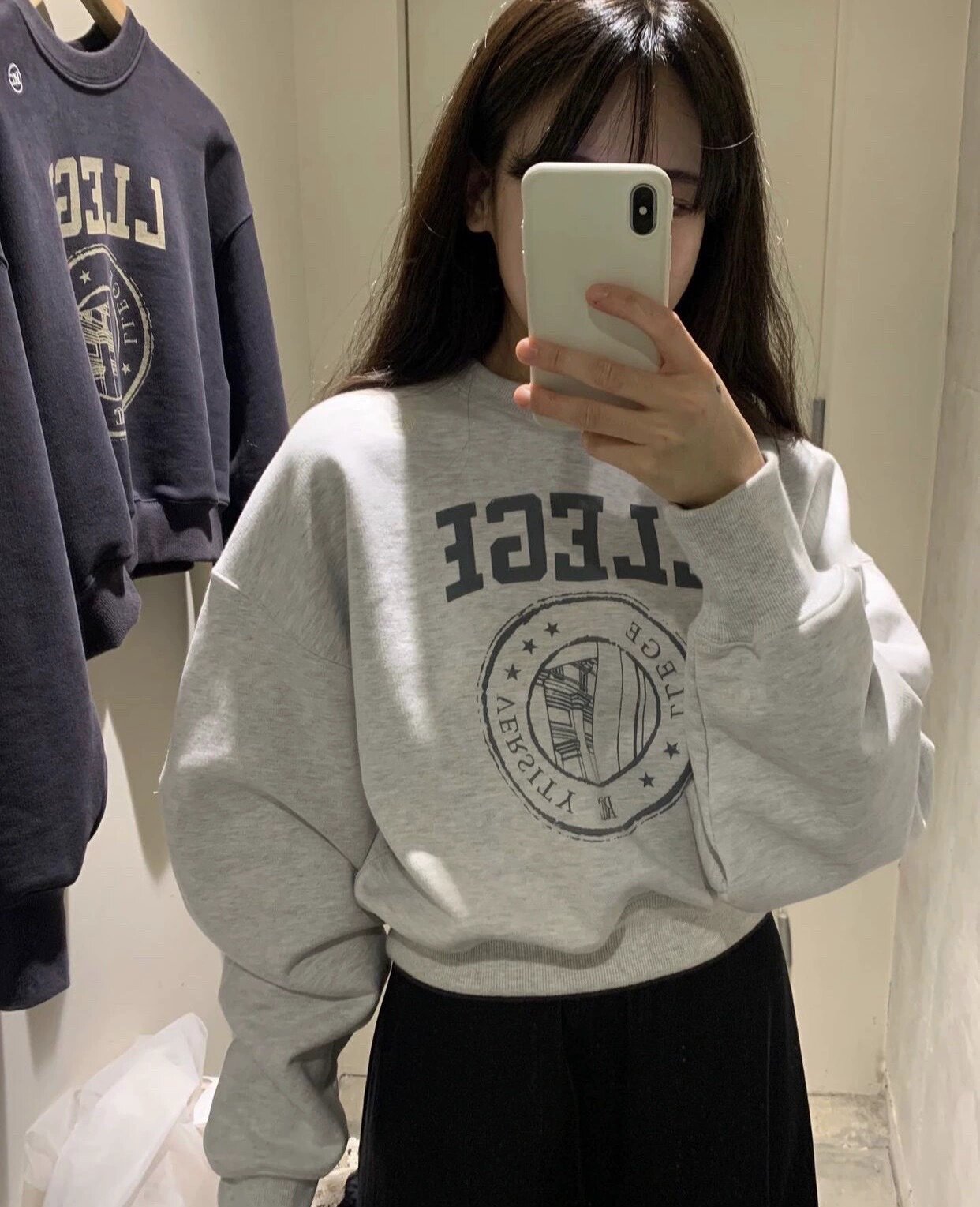 Parent-child outfit mother and daughter sweater foreign style short section cotton letter printing round neck pullover terry girls spring top