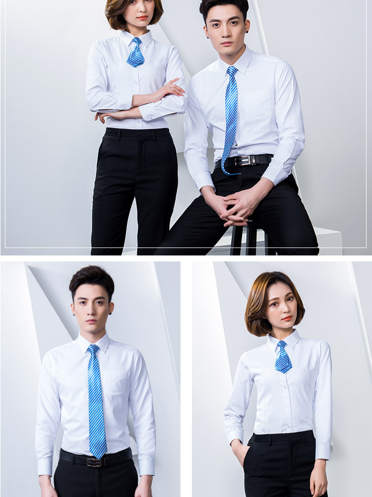 Áo sơ mi thêu logo mùa thu mới dài tay nam nữ ngân hàng 4S shop áo liền quần áo sơ mi chuyên nghiệp áo sơ mi cổ trụ