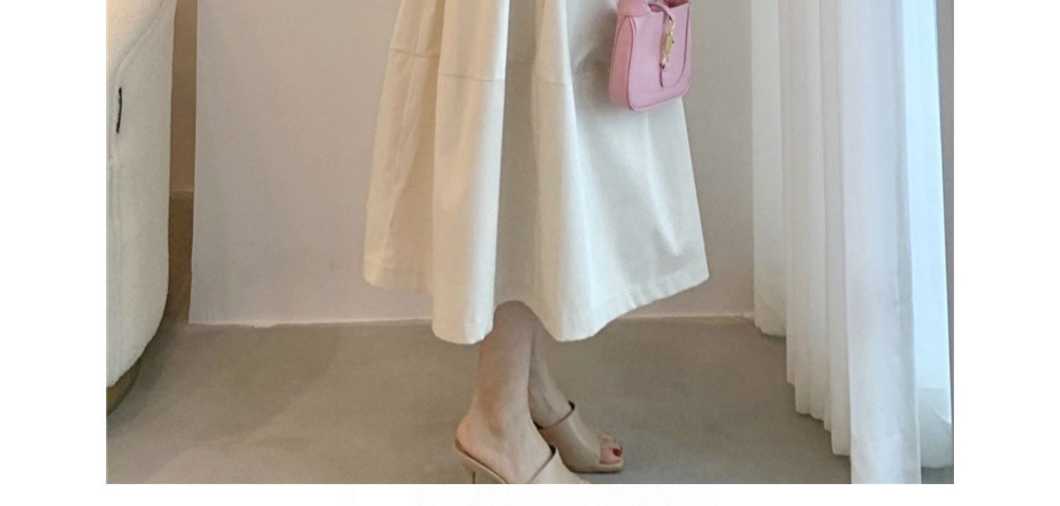 Колодки для обуви 法式复古裙子女夏春高腰赫本风伞白色裙a字半身裙显瘦中长款2023