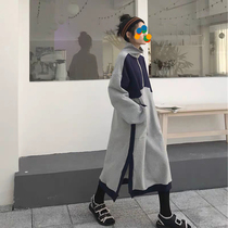 Long sweater skirt womens long autumn and winter 2021 new design sense niche dress loose burst skirt tide