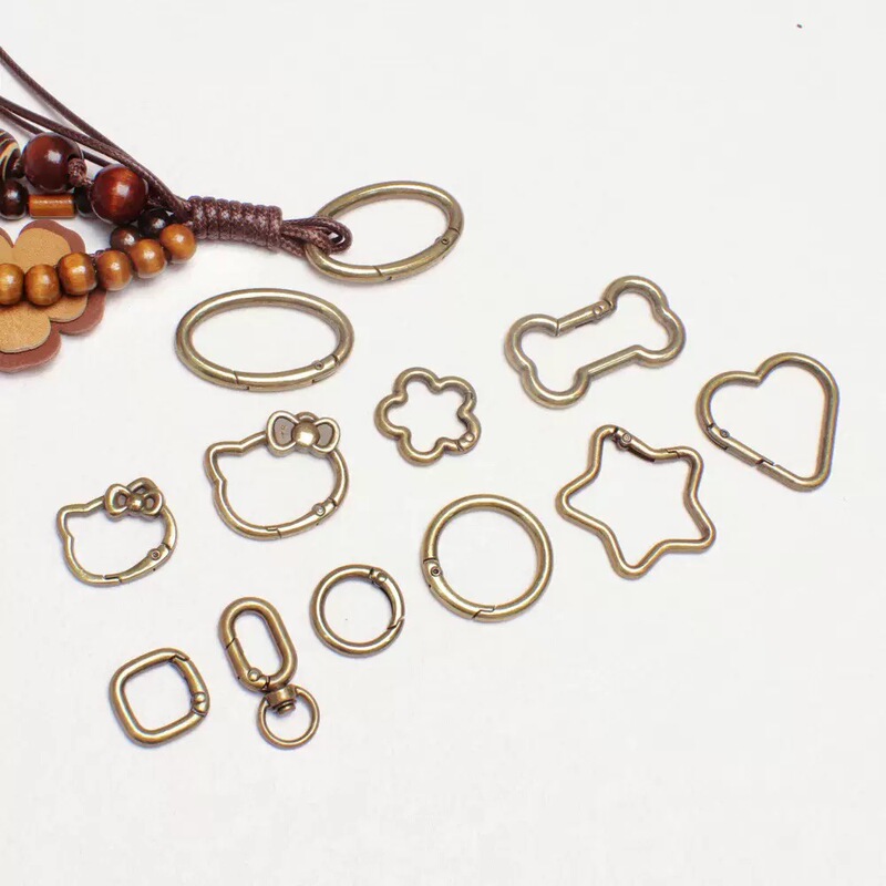 11 Types of Spring Rings, Metal Open Rings, Luggage Webbing, Cat DIY Keychains, Zinc Alloy Spring Antique Bronze Hanging Buckles