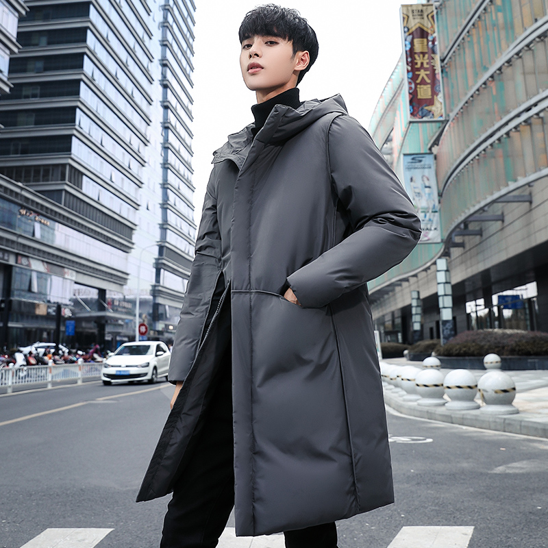 HWE羽绒服男中长款2019流行新款韩版潮男款青年修身男士冬季外套