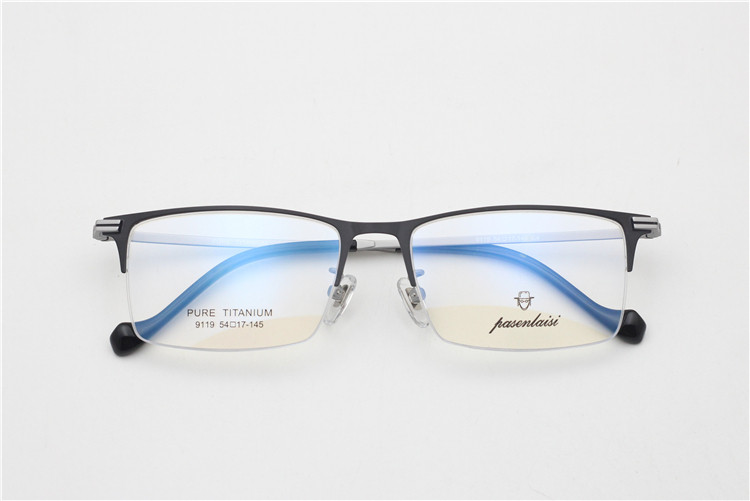 Old iron preferred pure titanium men's large-frame half-frame glasses frame matte texture ultra-light and strong with myopia lenses