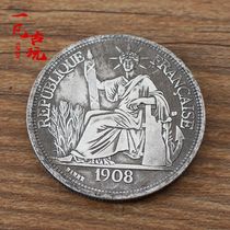 Antique silver dollar 908 in France sitting on foreign copper silver plating diameter of about 39 can be blown long Yang Yuan big head silver dollar