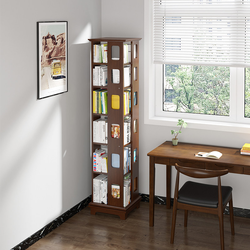 Floor-to-ceiling rotating bookshelf 360 degree bookcase net red small shelf simple space saving space children's living room creative against the wall