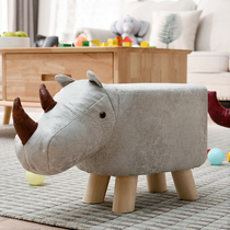 Cartoon elephant solid wood small stool creative cute animal dwarf Net red home door shoe stool bench living room