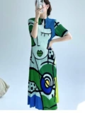 Issey Miyake Three House Folding Wome 2024 Summer New Italian Style Thin Art Dress