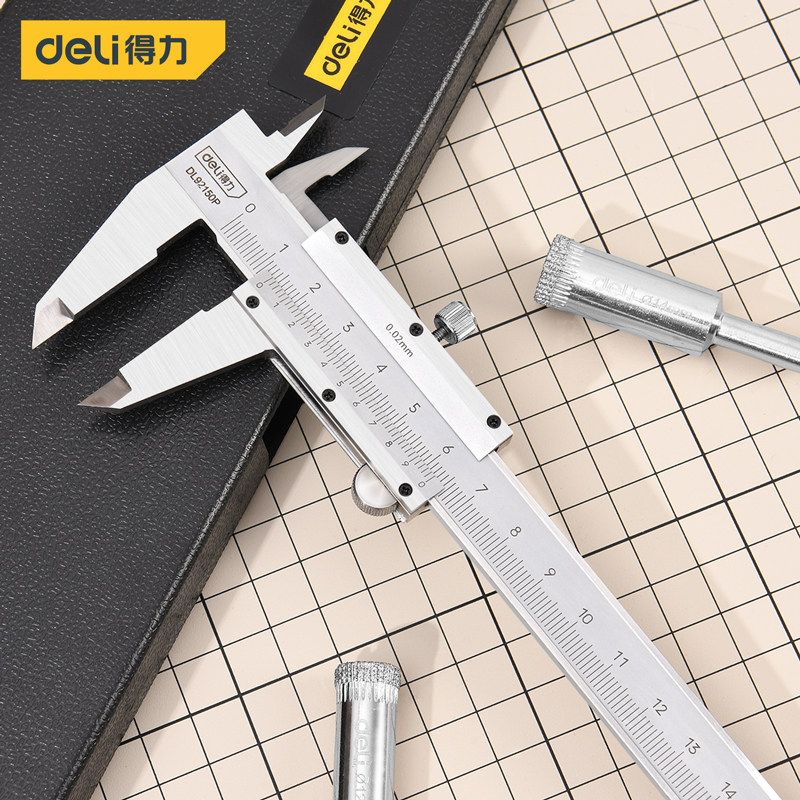 得力游标卡尺工业级不锈钢家用高精度0-300小型测量工具油标卡尺