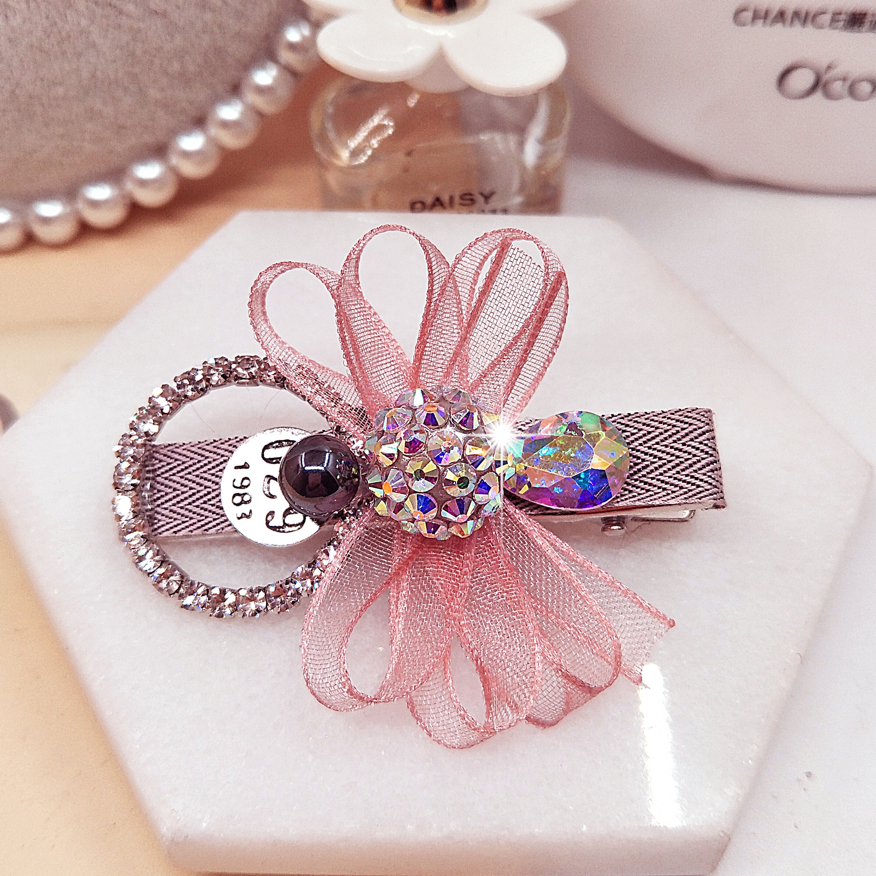 images 11:Butterfly Bolt hairpinch Pearl Haircard Han Downtress Water Drill Tops Flower Spring Clip Flavored Pinch Duck Platter