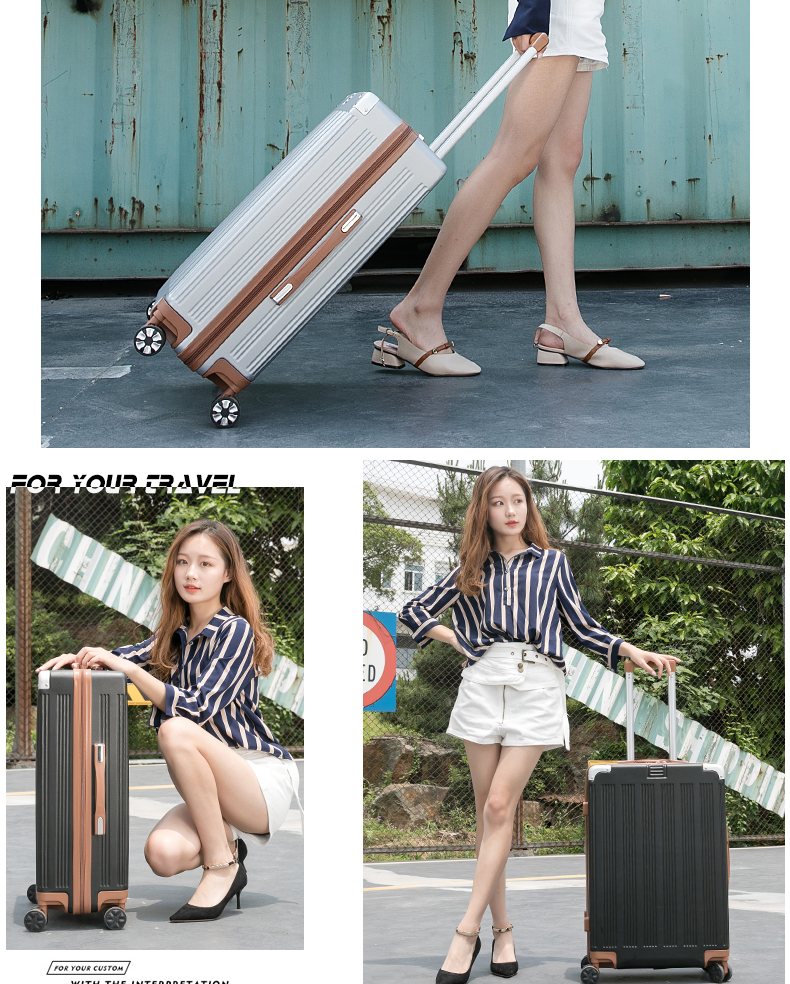 Retro xe đẩy trường hợp phổ wheel nữ 20 inch nhỏ tươi vali 24 inch 26 mật khẩu hộp da vali sinh viên cặp kéo