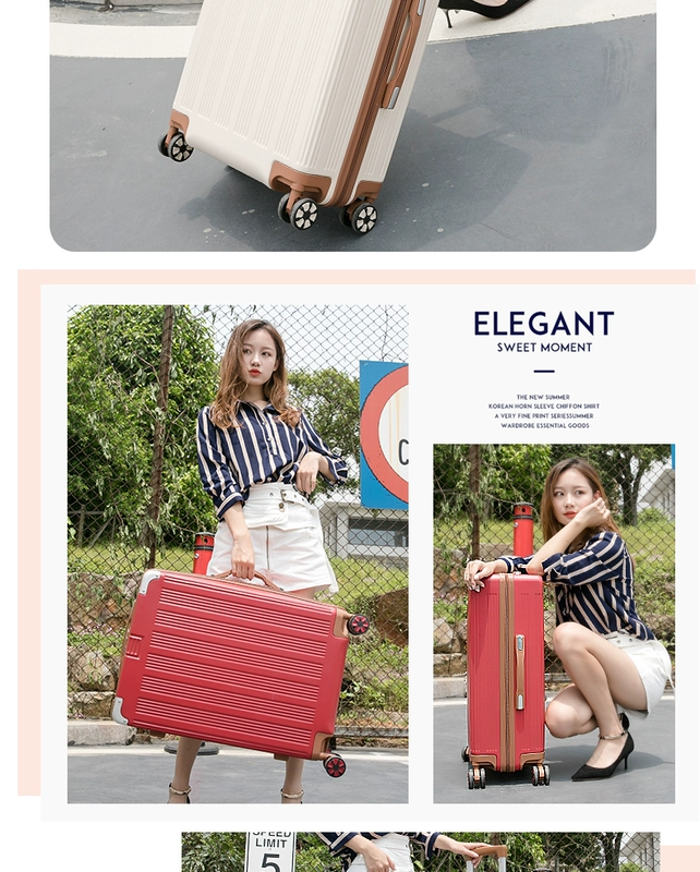 Retro xe đẩy trường hợp phổ wheel nữ 20 inch nhỏ tươi vali 24 inch 26 mật khẩu hộp da vali sinh viên