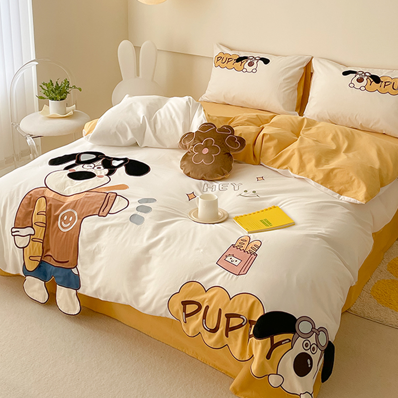 Cartoon Style Boy's All-Cotton Washed Cotton Four-Piece Set Pure Cotton Children's Duvet Cover Bed Sheet Student Bedding Three-Piece Set Cartoon Style Boy's All-Cotton Washed Cotton Four-Piece Set Pure Cotton Children's Duvet Cover Bed Sheet Student Bedding Three-Piece Set