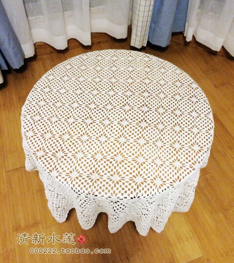 清新水莲纯手工钩针钩花棉镂空编织复古怀旧正方形万能装饰盖布巾