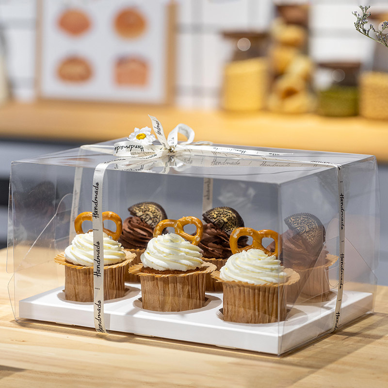Cupcake packing box 4 6 12 pieces Cupcake packing box Muffin cup transparent high packing box