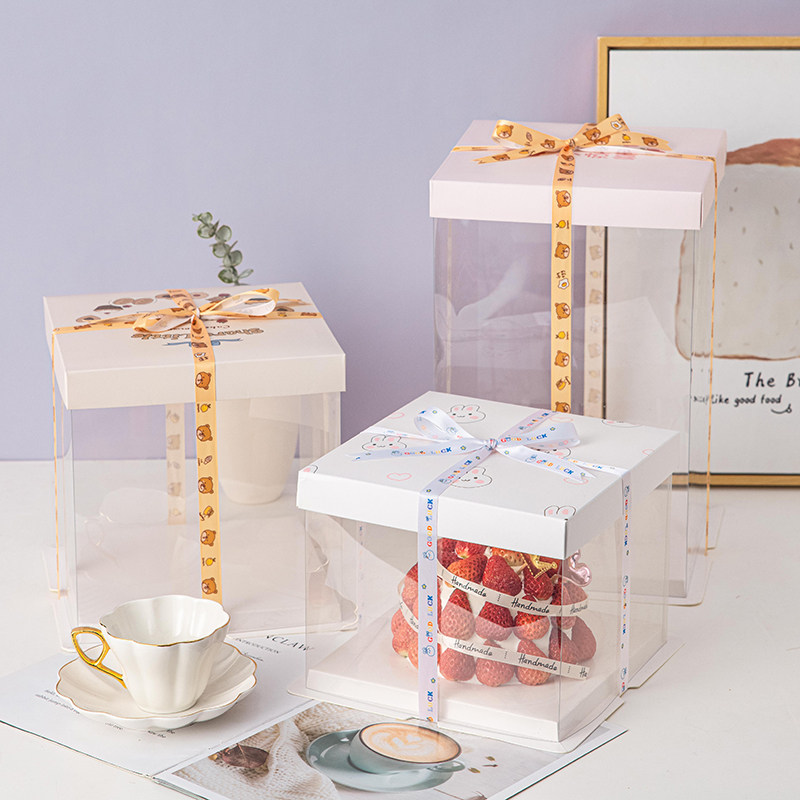 Cake Box Cake Box Packaging Boxes 4 6 8 Inch Valentine's Day Birthday Transparent Plus High Baking Customized Home